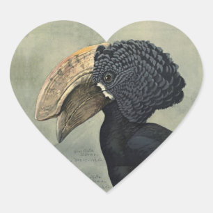 Antique Hornbill Herz-Aufkleber