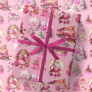 Antique Hot Pink Viktorianisch Weihnachtsgeschenk  Geschenkpapier