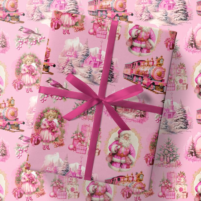Antique Hot Pink Viktorianisch Weihnachtsgeschenk  Geschenkpapier (Von Creator hochgeladen)
