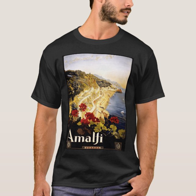 Antique Illustration Italien Amalfi Küste Antique  T-Shirt (Vorderseite)