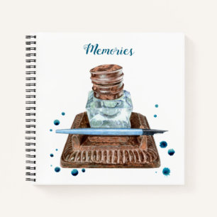 Antique Inkwell Spiral Notebook Notizbuch