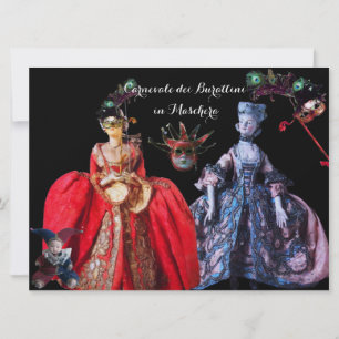 ANTIQUE ITALIENISCHE PUPPETS MASQUERADE COSTUME PA EINLADUNG