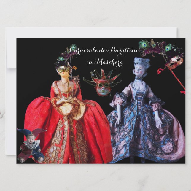 ANTIQUE ITALIENISCHE PUPPETS MASQUERADE COSTUME PA EINLADUNG (Rückseite)