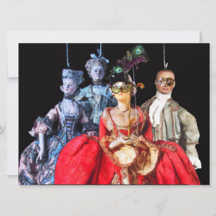 ANTIQUE ITALIENISCHE PUPPETS MASQUERADE COSTUME PA EINLADUNG