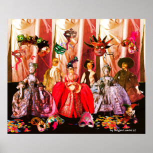 ANTIQUE ITALIENISCHE PUPPETS MASQUERADE COSTUME PA POSTER