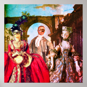 ANTIQUE ITALIENISCHE PUPPETS MASQUERADE COSTUME PA POSTER