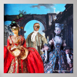 ANTIQUE ITALIENISCHE PUPPETS MASQUERADE COSTUME PA POSTER