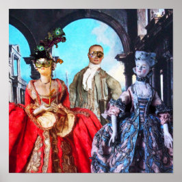 ANTIQUE ITALIENISCHE PUPPETS MASQUERADE COSTUME PA POSTER