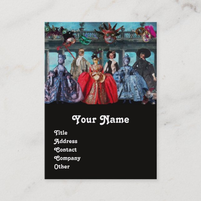 ANTIQUE ITALIENISCHE PUPPETS MASQUERADE MASKEN,KOS VISITENKARTE (Vorderseite)