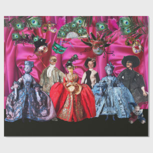 ANTIQUE ITALIENISCHE PUPPETS UND MASKEN MASQUERADE GESCHENKPAPIER