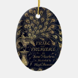 Antique Jane Austen Pride und Prejudice Pfau Keramikornament