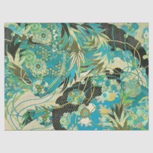 ANTIQUE JAPANESE BLUME Aqua Seidenpapier