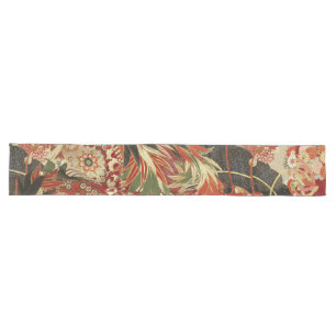 ANTIQUE JAPANESE BLUME Rote grüne Schwarze Blüte Großer Tischläufer