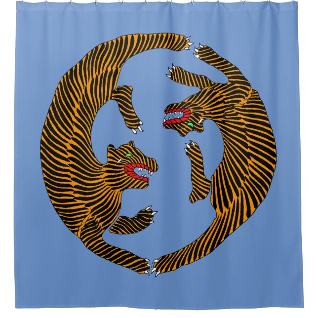 Antique japanische Folk Art Tigers Duschvorhang (Vorderseite)