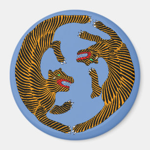 Antique japanische Folk Art Tigers Magnet