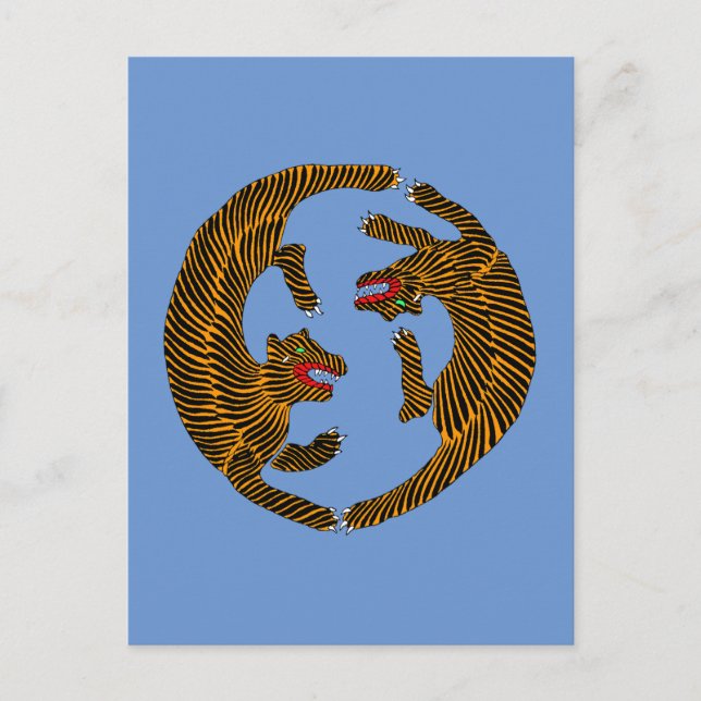 Antique japanische Folk Art Tigers Postkarte (Vorderseite)