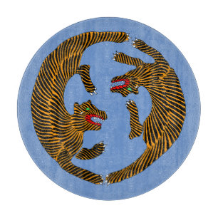 Antique japanische Folk Art Tigers Schneidebrett