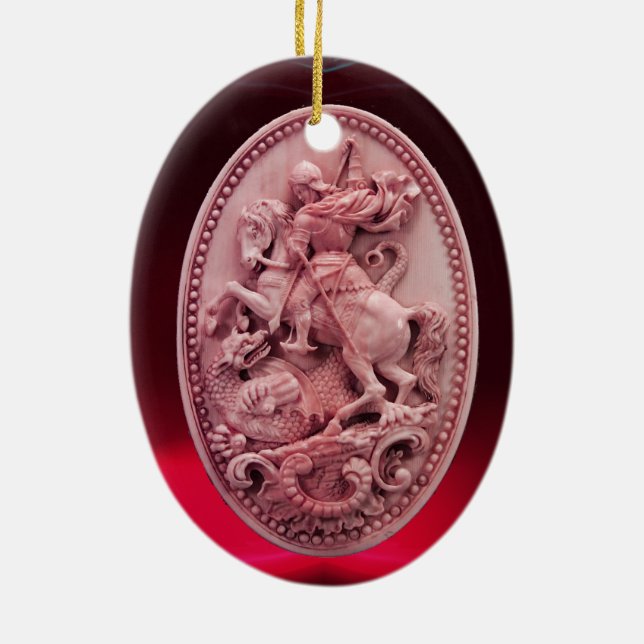 ANTIQUE KAMO/SAINT GEORGE MIT DRAGON KERAMIKORNAMENT (Hinten)