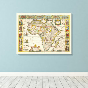Antique Karte Afrikas von Hondius und Jansson Leinwanddruck