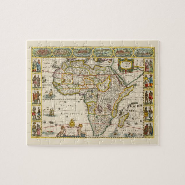 Antique Karte Afrikas von Hondius und Jansson Puzzle (Horizontal)