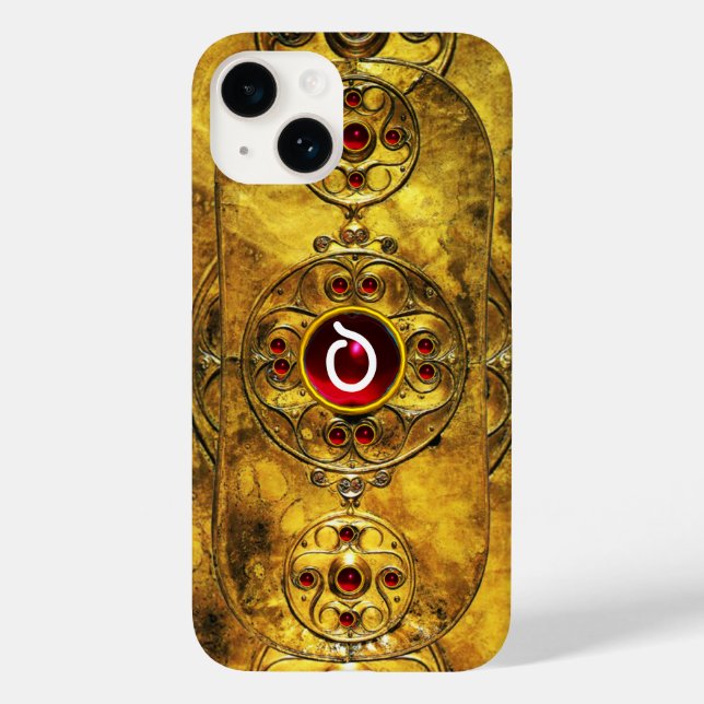 ANTIQUE KELTISCHE KRIEGSSCHIEDE RUBY GEM MONOGRAM Case-Mate iPhone HÜLLE (Rückseite)