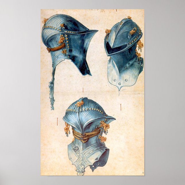 ANTIQUE KNIGHT ARMORS /DREI STUDIEN EINES HELMET POSTER (Vorne)