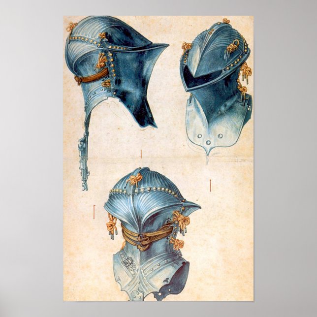 ANTIQUE KNIGHT ARMORS /DREI STUDIEN EINES HELMET POSTER (Vorne)