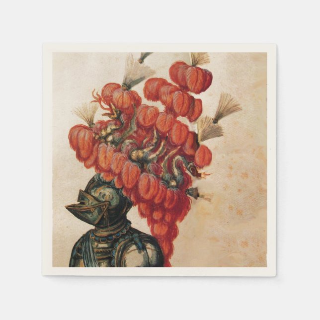 ANTIQUE KNIGHT HELMET ,DRAGONS SERVIETTE (Vorderseite)