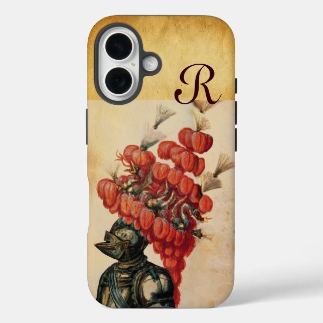ANTIQUE KNIGHT HELMET, DRAGONS UND ROTE FEATHERS Case-Mate iPhone HÜLLE (Rückseite)