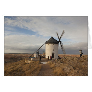 Antique La Mancha windmills, with visitors