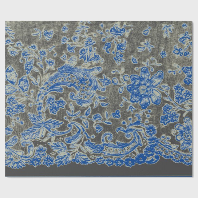 ANTIQUE LACE BLACK AND BLUE GIFT Wrapping Paper Geschenkpapier (Flach)