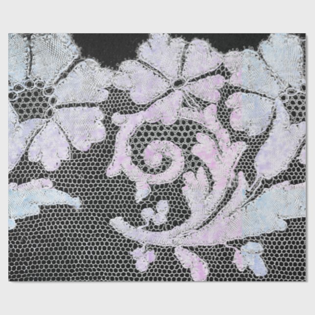 ANTIQUE LACE BLACK UND BLUES WRAPPING PAPIER GESCHENKPAPIER (Flach)