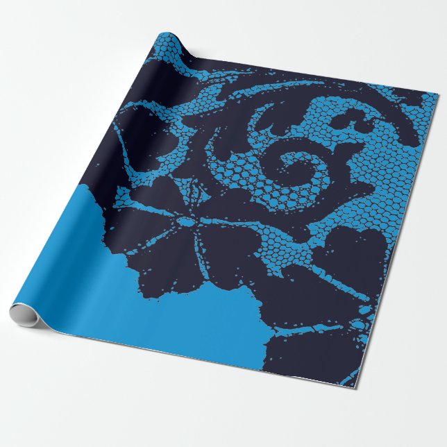 ANTIQUE LACE PATTERN GIFT WRAPPING MIT BLAU GESCHENKPAPIER (Ungerollt)