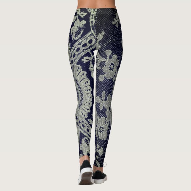 ANTIQUE LACE PATTERN LEGGINGS BLAU UND GRAU (Rückseite)