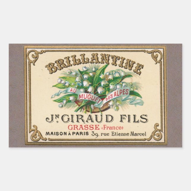 Antique Lily of the Valley French Parfüm Rechteckiger Aufkleber (Vorderseite)