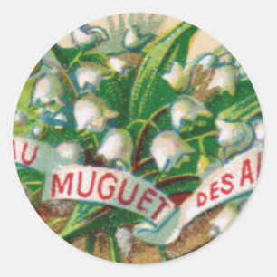 Antique Lily of the Valley Round Aufkleber