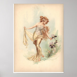 Antique Lithograph Print Iris Nymph Poster
