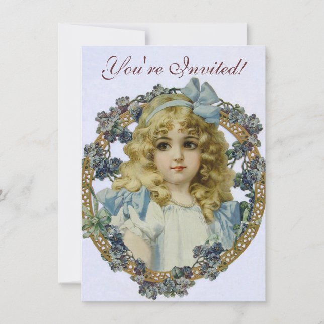 Antique Little Girl Child Portrait Beautiful Einladung (Vorderseite)