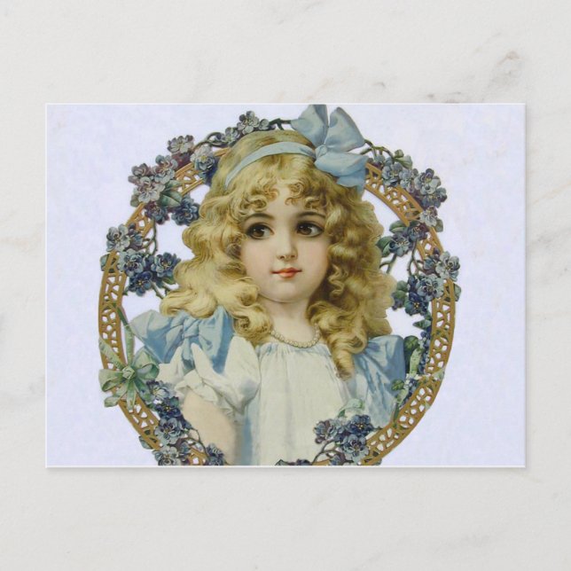 Antique Little Girl Child Portrait Beautiful Postkarte (Vorderseite)