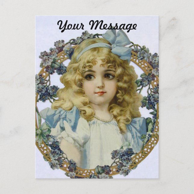 Antique Little Girl Child Portrait Beautiful Postkarte (Vorderseite)