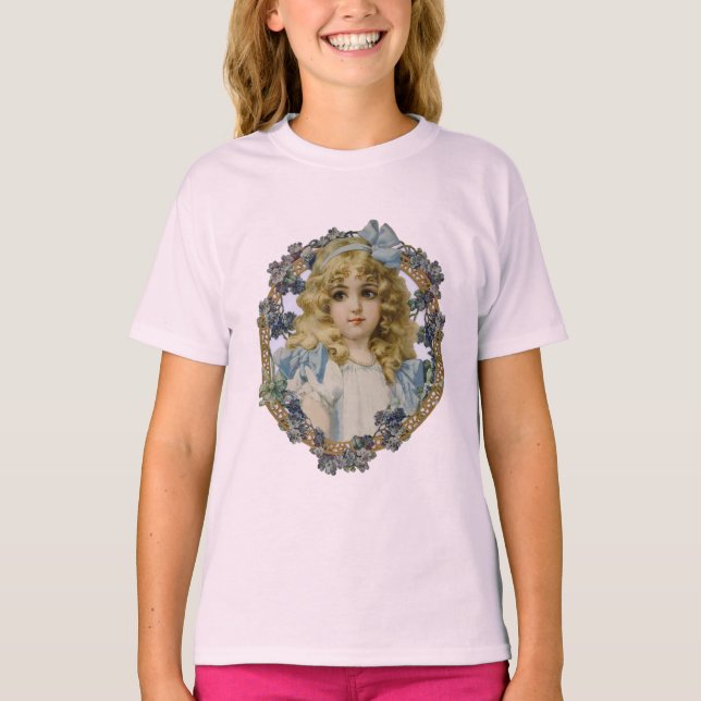 Antique Little Girl Child Portrait Beautiful T-Shirt (Vorderseite)