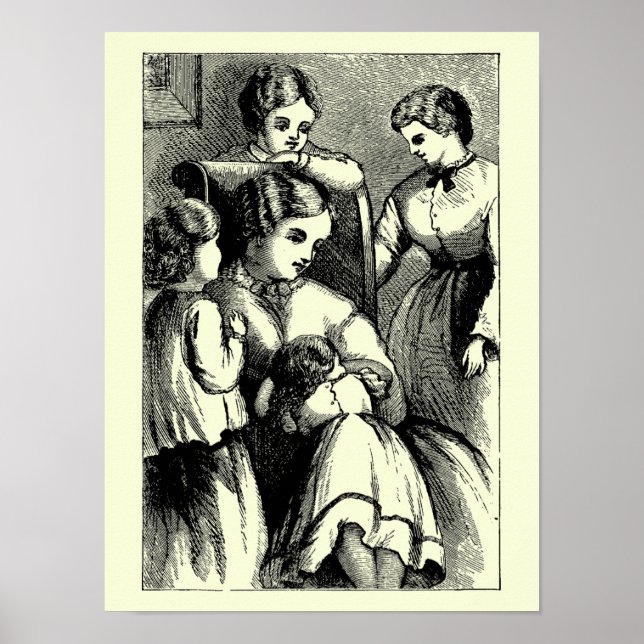 Antique Little Women frontispiece by May Alcott Poster (Vorne)