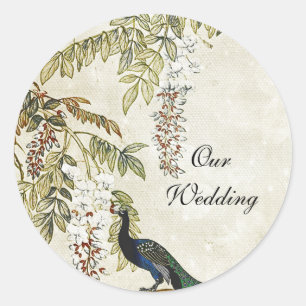 Antique Look Peacock Wedding Umschlag Aufkleber