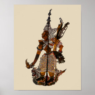 Antique Malaysian Shadow Puppet Lakshmana Poster