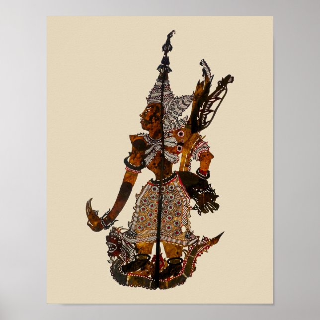 Antique Malaysian Shadow Puppet Lakshmana Poster (Vorne)