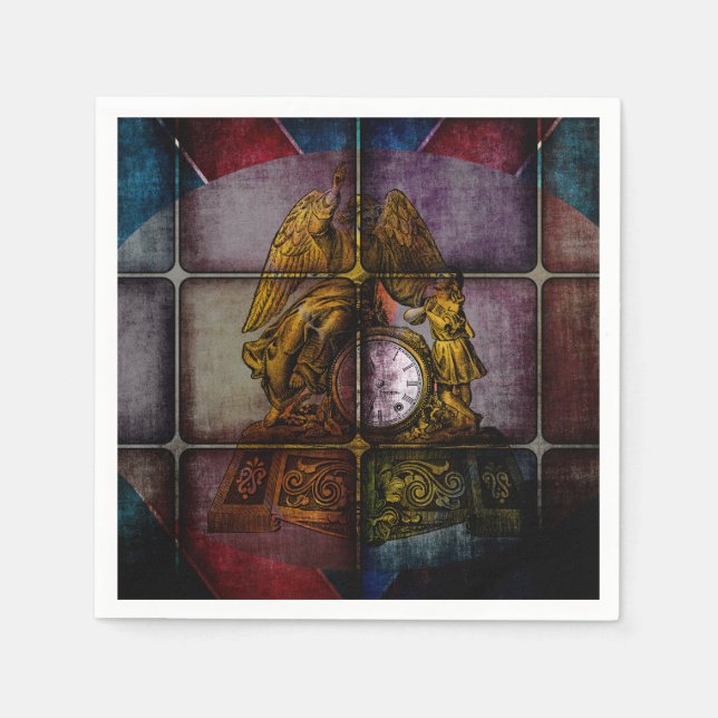 Antique Mantle Clock Paper Napkins Serviette (Vorderseite)