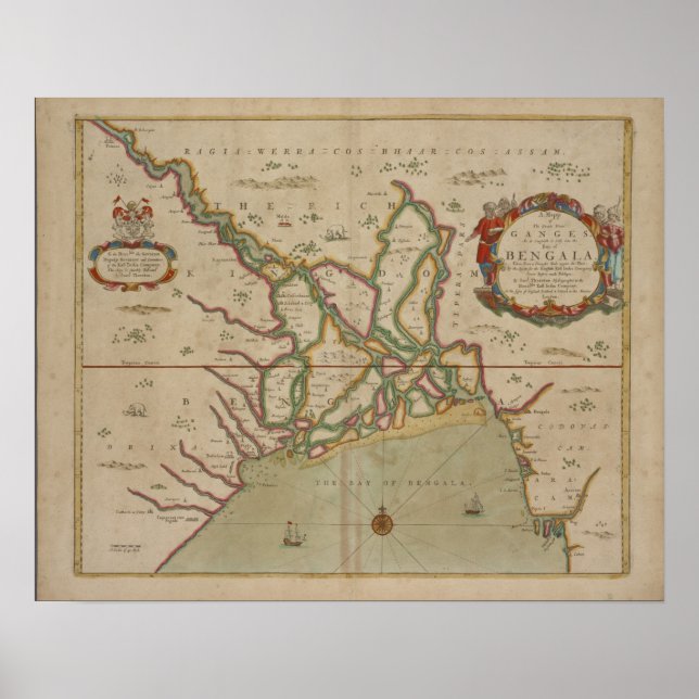 Antique Map Ganges / Indien, Poster Print (Vorne)