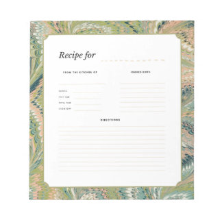 Antique Marbled Paper Recipe Notepad Notizblock