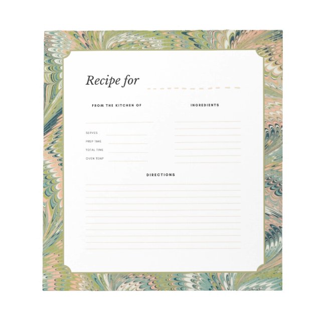 Antique Marbled Paper Recipe Notepad Notizblock (Vorderseite)