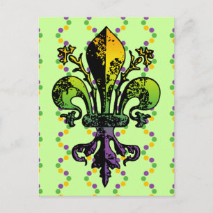 Antique Mardi Gras Fleur Postkarte
